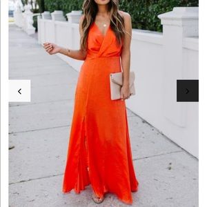 Breath Of Fresh Air Satin Maxi Dress -Large